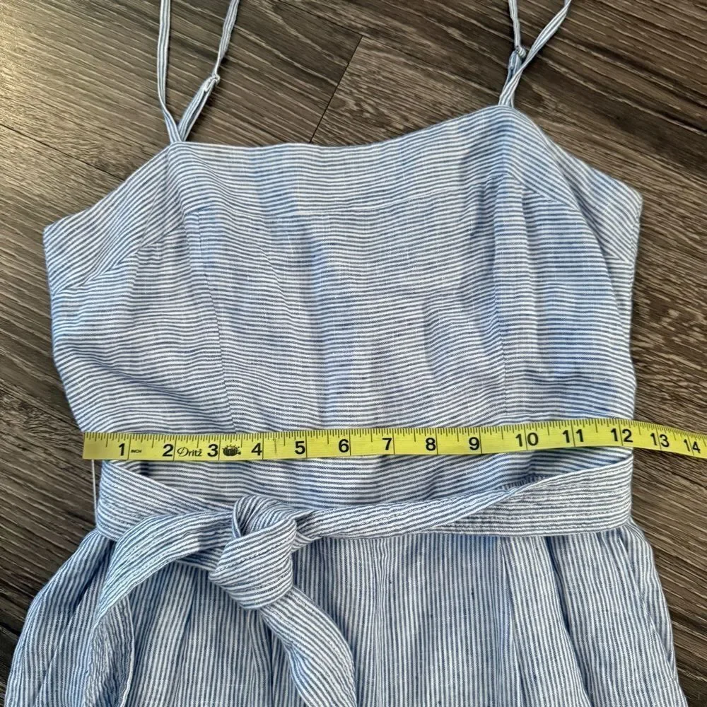 J. Crew Stripe Linen Tie Waist Jumpsuit